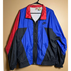 Vintage Nike Windbreaker Jacket Mens Gray Tag XL Colorblock 80s EUC